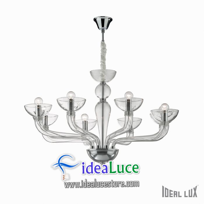 lampadario sospensione ideal lux casanova sp8 trasparente 044255