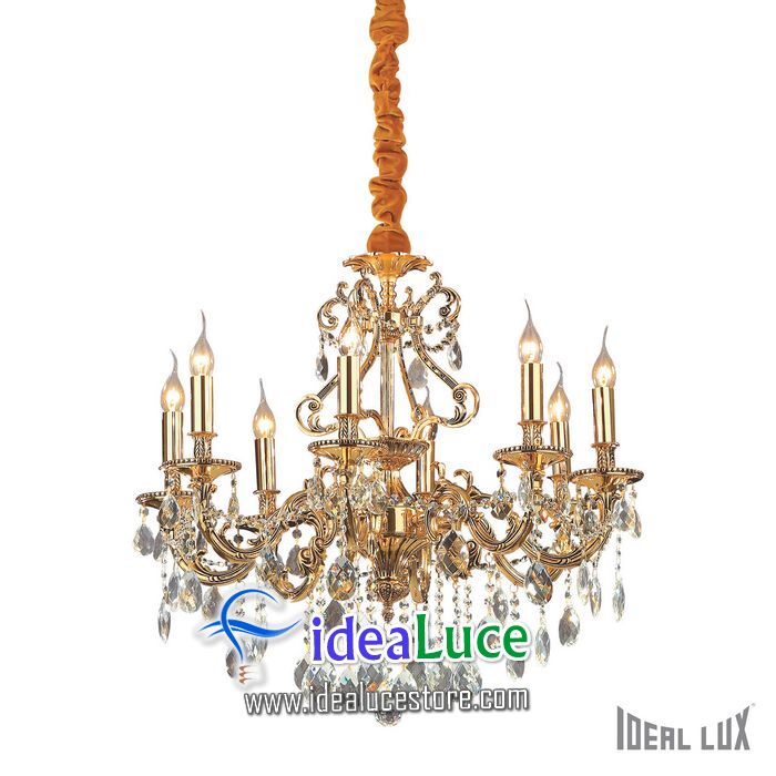 lampadario sospensione ideal lux gioconda sp8 oro 060514