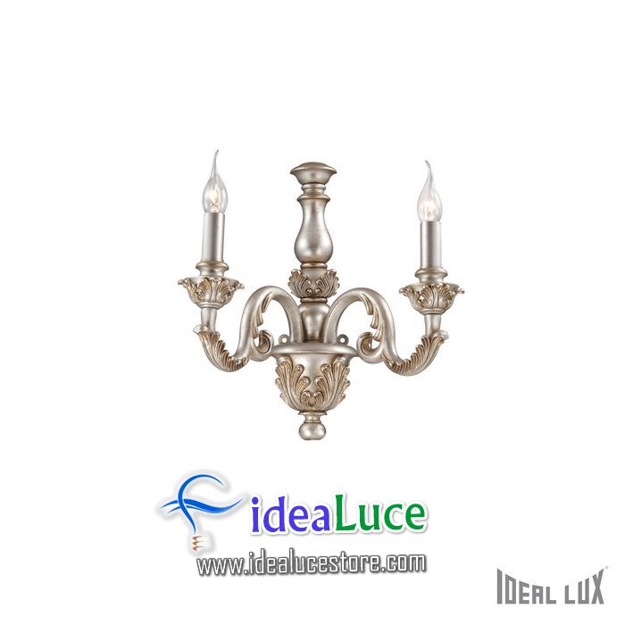 Lampada da parete Applique Ideal Lux Giglio AP2 ARGENTO 075242