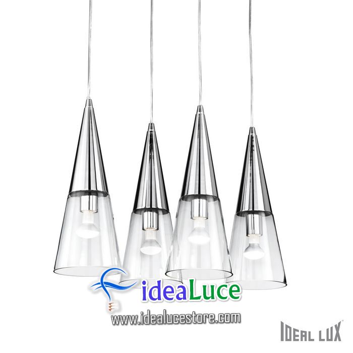 Lampadario sospensione Ideal Lux Cono SP4 CROMO 083490 Lampadario sospensione Ideal Lux Cono SP4 CROMO 083490