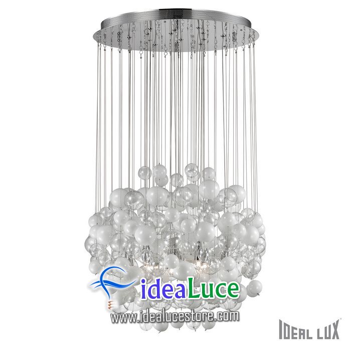 lampadario sospensione ideal lux bollicine sp14 bianco 087924