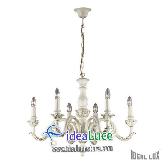 Lampadario sospensione Ideal Lux Giglio SP6 BIANCO 088570 Lampadario sospensione Ideal Lux Giglio SP6 BIANCO 088570