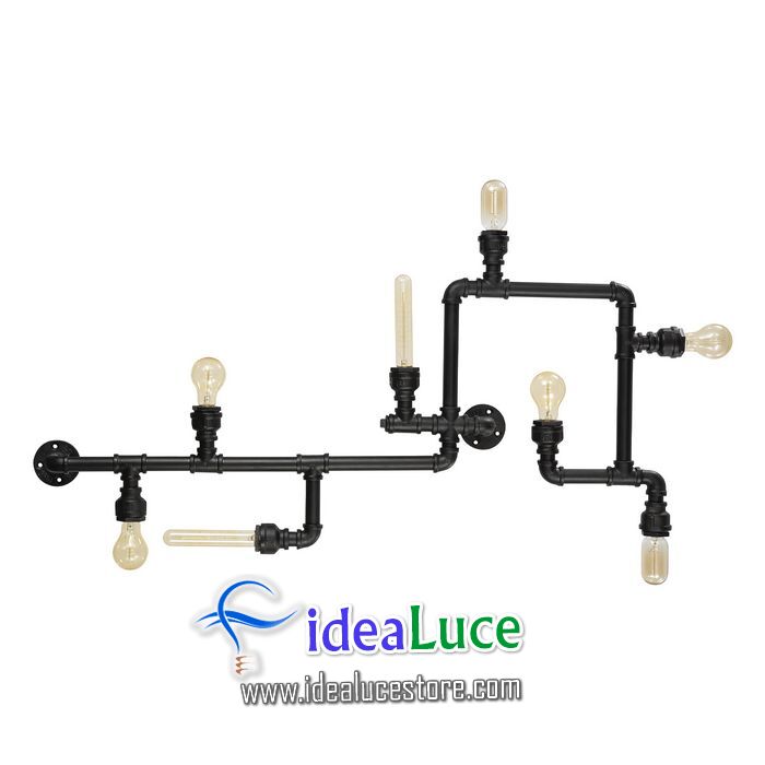 plafoniera ideal lux plumber pl8 nero 136714 136714