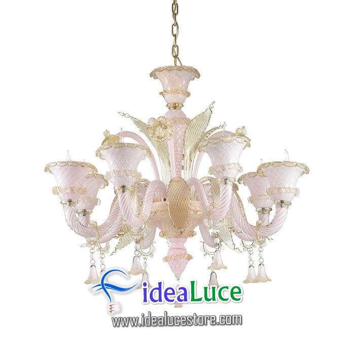 Lampadario sospensione Ideal Lux Antonietta SP8 ROSA 137278