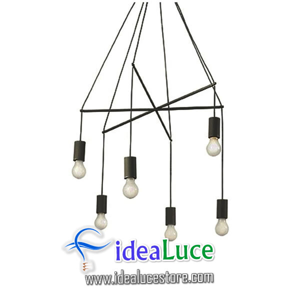 lampadario sospensione ideal lux pop sp6 nero 158815 158815