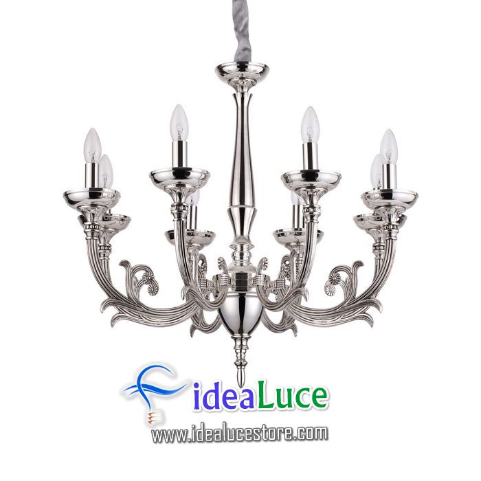 Lampadario sospensione Ideal Lux Lancelot SP8 ARGENTO 159904