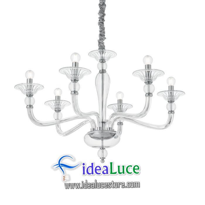 lampadario sospensione ideal lux danieli sp6 trasparente 159959