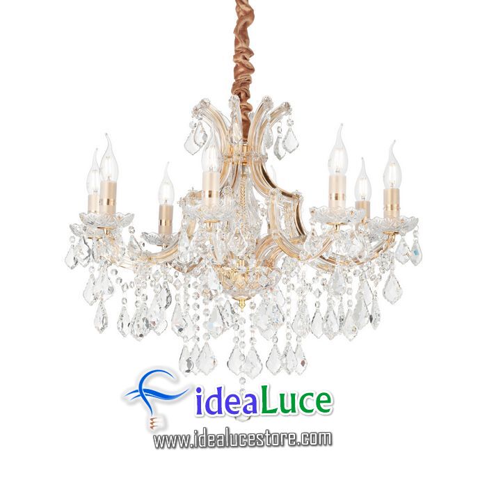 lampadario sospensione ideal lux napoleon sp8 oro 167398