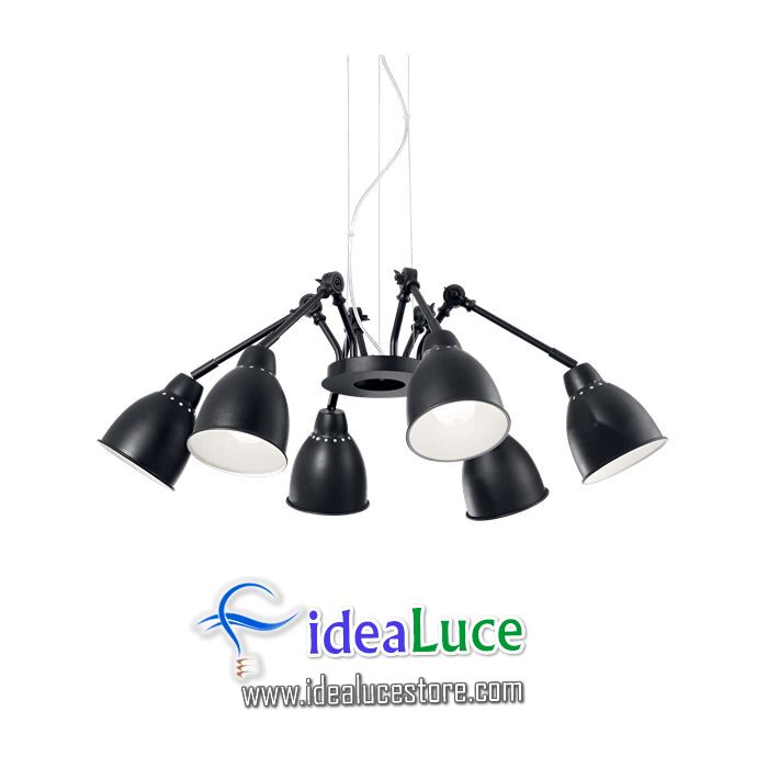 lampadario sospensione ideal lux newton sp6 nero 174242