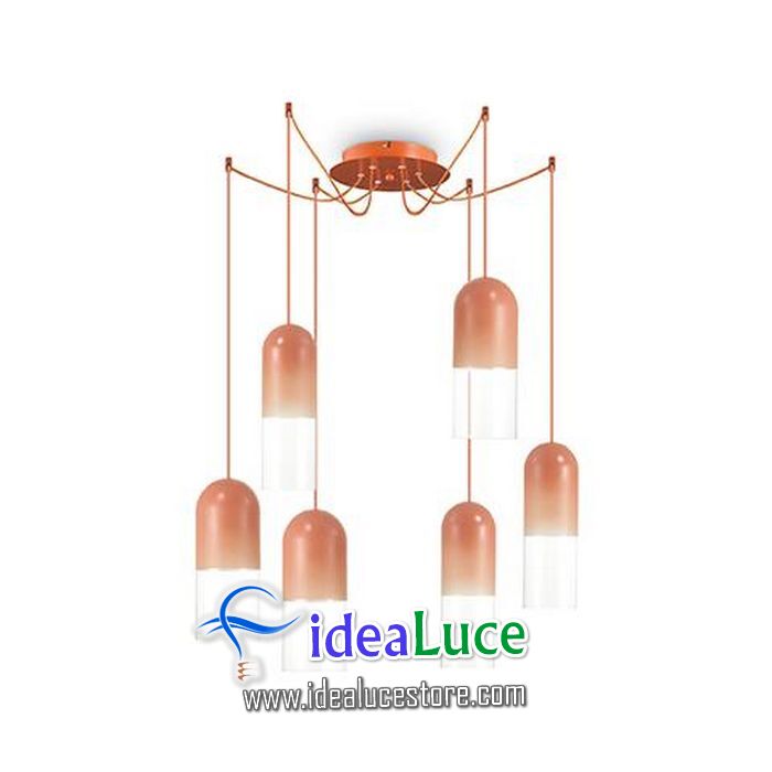 Lampadario sospensione Ideal Lux Mild SP6 SALMONE 177298 Lampadario sospensione Ideal Lux Mild SP6 SALMONE 177298