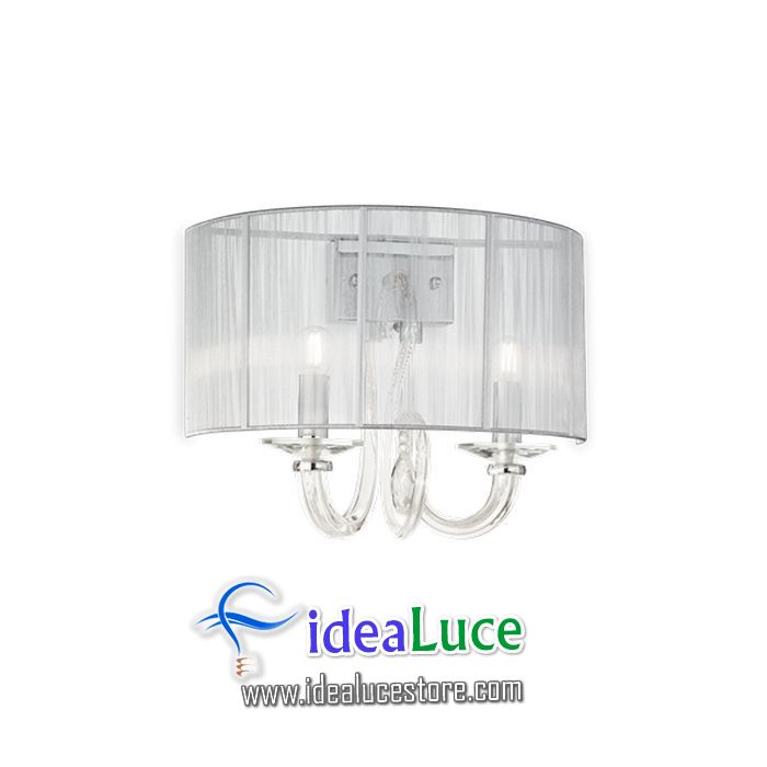 Lampada da parete Applique Ideal Lux Swan Ap2 Argento 208503