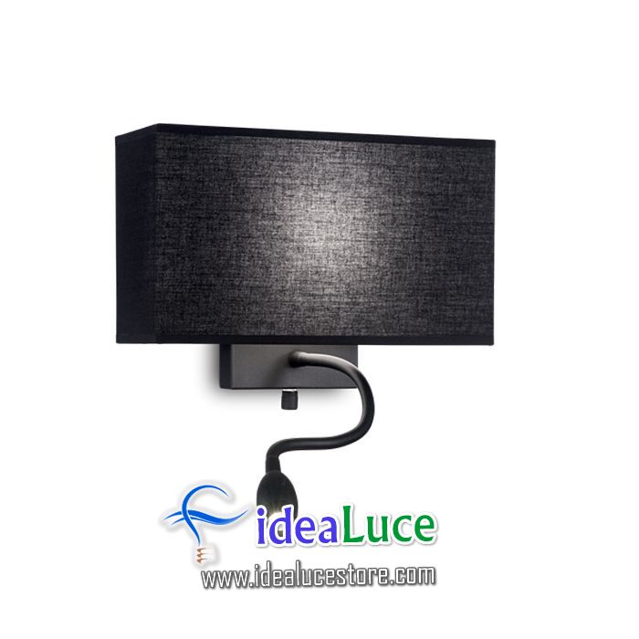 Lampada da parete Applique Ideal Lux Hotel Ap2 All Black 215709