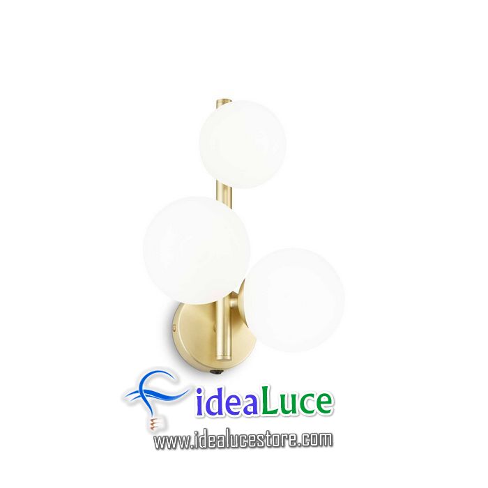 Lampada da parete Applique Ideal Lux Perlage Ap3 Ottone Satinato 283784