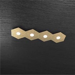Plafoniera Top Light Hexagon Led Foglia Oro 1142/4L FO A1
