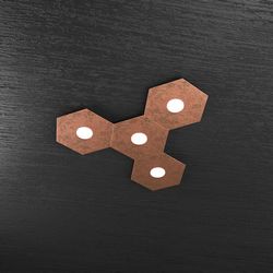 Plafoniera Top Light Hexagon Led Foglia Rame 1142/4L FR A4