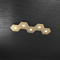 Plafoniera Top Light Hexagon Led Foglia Oro 1142/5L FO A2
