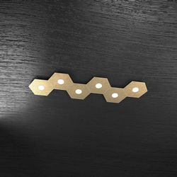 Plafoniera Top Light Hexagon Led Foglia Oro 1142/6L FO A6