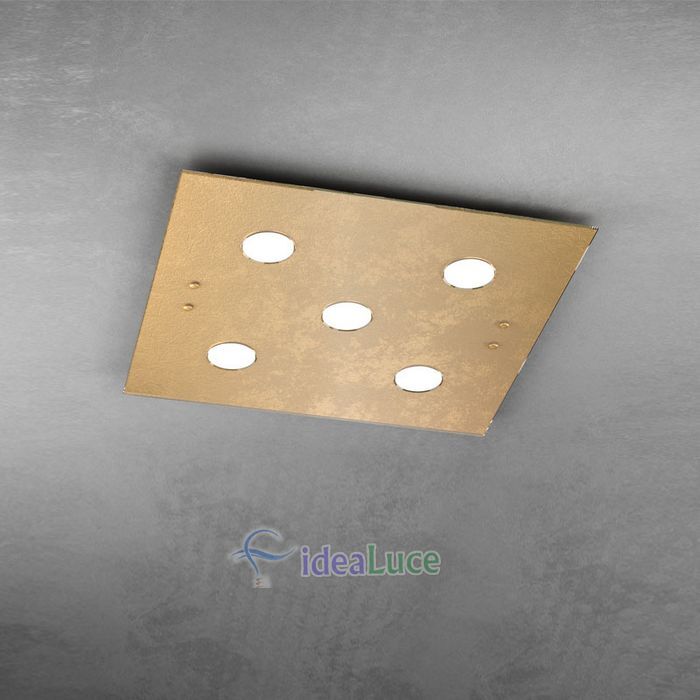 Plafoniera Top Light Path Led Foglia Oro 1141/PL5 FO