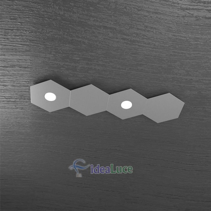 Plafoniera Top Light Hexagon Led Grigio A 1142/2L2D GA A1