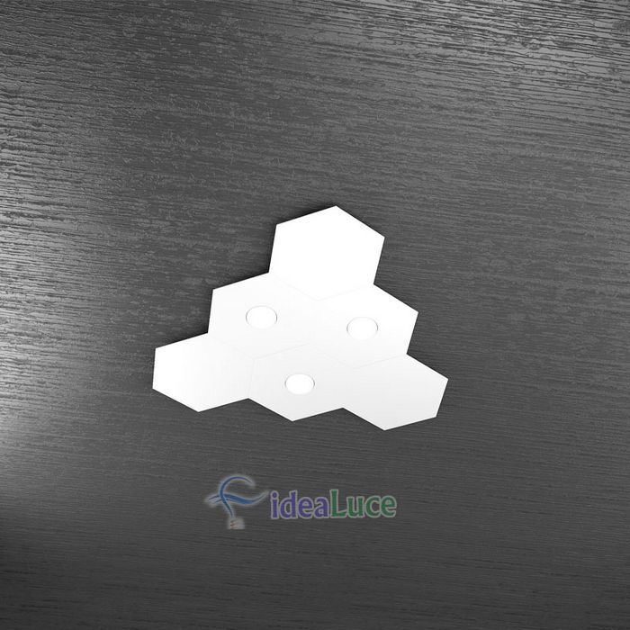 Plafoniera Top Light Hexagon Led Bianco 1142/3L3D BI A4