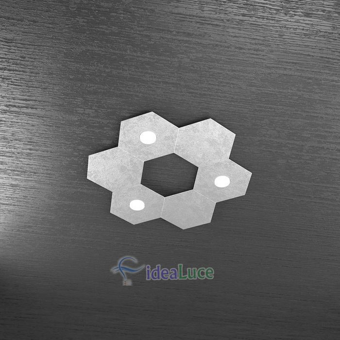 Plafoniera Top Light Hexagon Led Argento 1142/3L3D FA A2