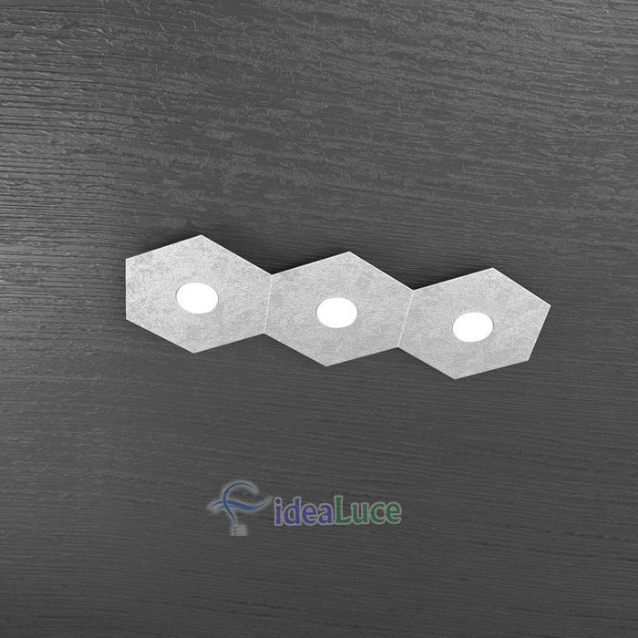 Plafoniera Top Light Hexagon Led Foglia Argento 1142/3L FA A1 Plafoniera Top Light Hexagon Led Foglia Argento 1142/3L FA A1