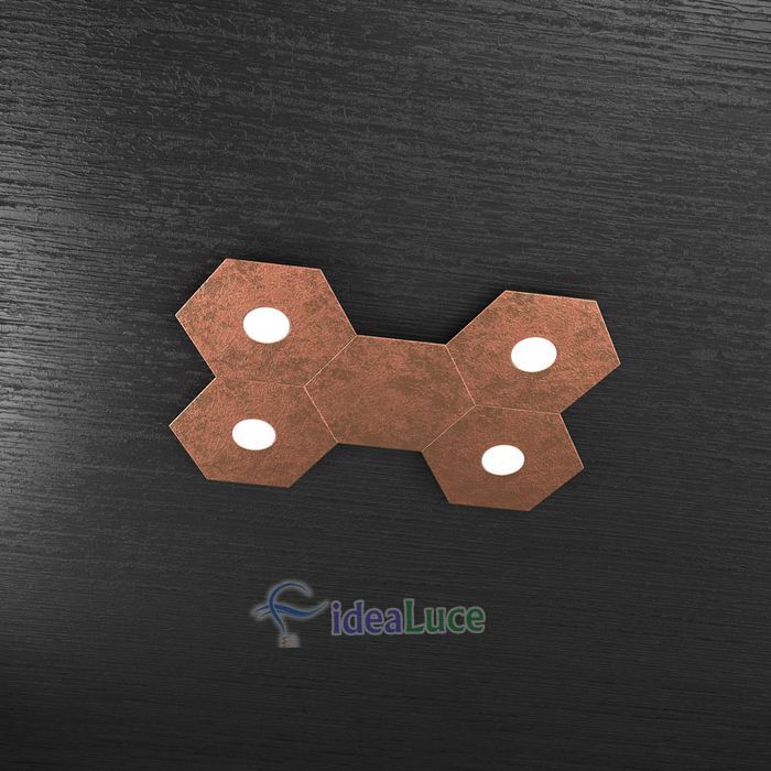 Plafoniera Top Light Hexagon Led Foglia Rame 1142/4L1D FR Plafoniera Top Light Hexagon Led Foglia Rame 1142/4L1D FR